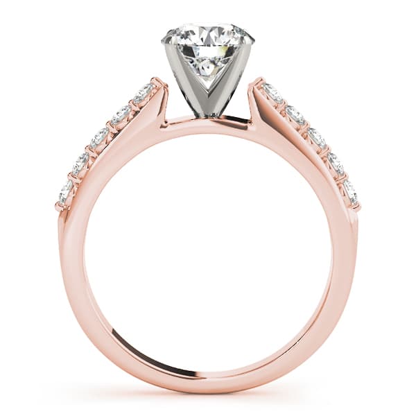 Single Row Shared Prong Engagement Ring, style 50456, Side view in rose gold