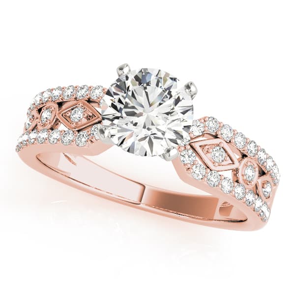 Multi-Row Prong Set Engagement Ring, style 50457, Front view in rose gold