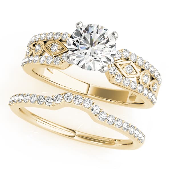 Multi-Row Prong Set Engagement Ring, style 50457, On hand view in yellow gold