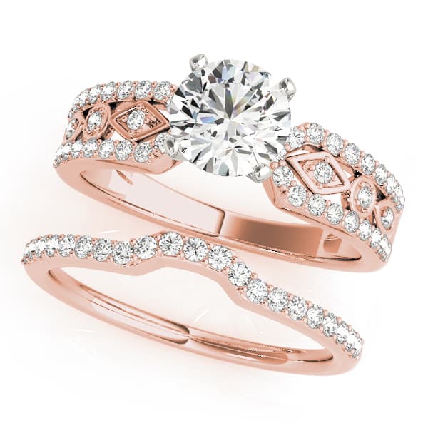Multi-Row Prong Set Engagement Ring, style 50457, On hand view in rose gold