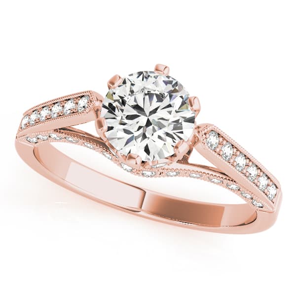 Single Row Prong Engagement Ring, style 50458, Front view in rose gold