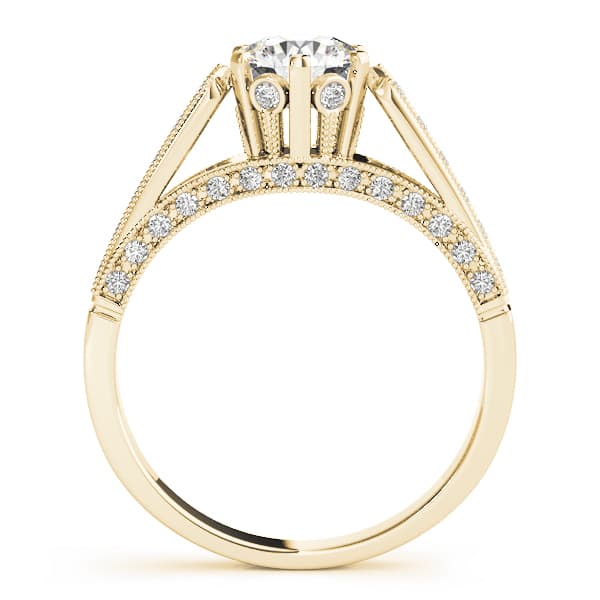 Single Row Prong Engagement Ring, style 50458, Side view in yellow gold