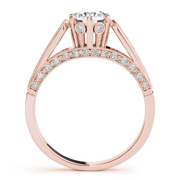 Single Row Prong Engagement Ring, style 50458, Side view in rose gold