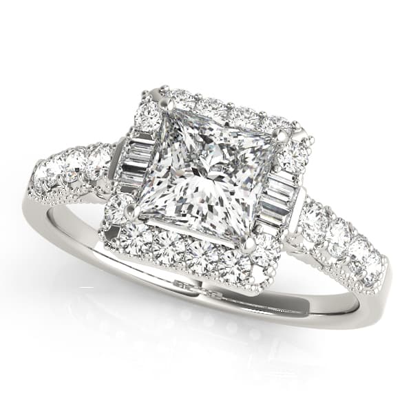 Milgrain Halo Engagement Rings — style 50459 in 10k White Gold