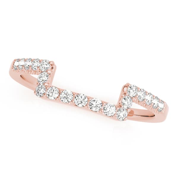 Shared Prong Curved Wedding Bands (0.2 ct. tw.), Front view in rose gold