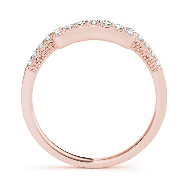 Shared Prong Curved Wedding Bands (0.2 ct. tw.), Side view in rose gold