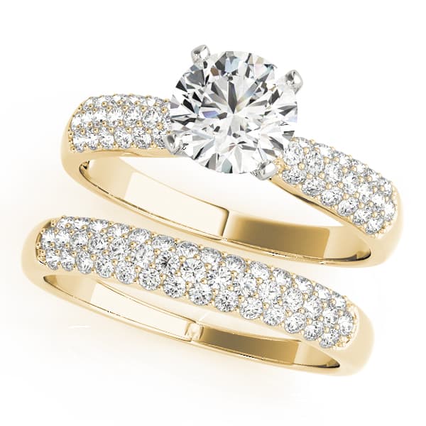 Multi-Row Pavé Set Engagement Ring, style 50463, On hand view in yellow gold