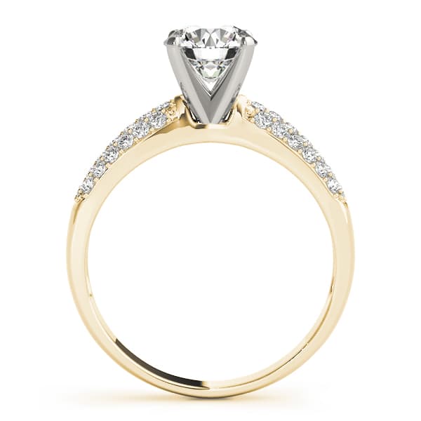 Multi-Row Pavé Set Engagement Ring, style 50463, Side view in yellow gold