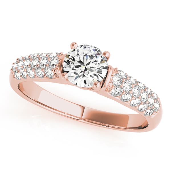 Pavé Engagement Ring, style 50466, Front view in rose gold