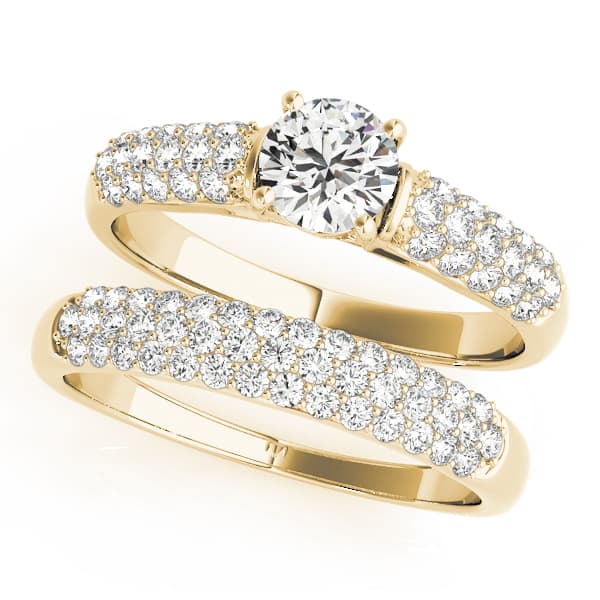 Pavé Engagement Ring, style 50466, On hand view in yellow gold