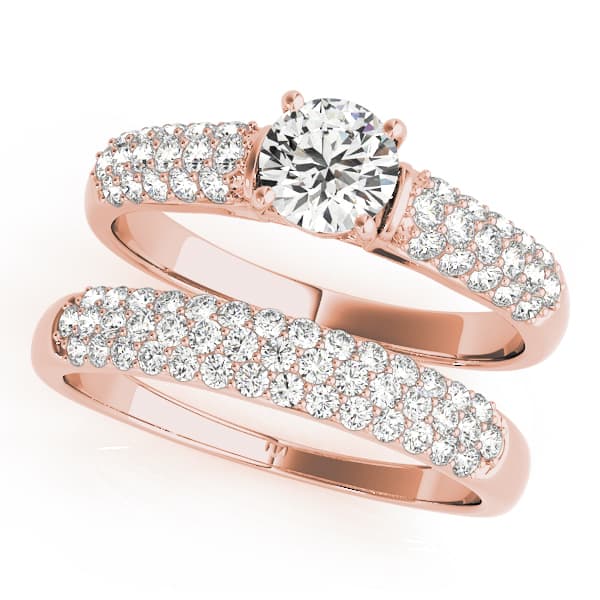 Pavé Engagement Ring, style 50466, On hand view in rose gold