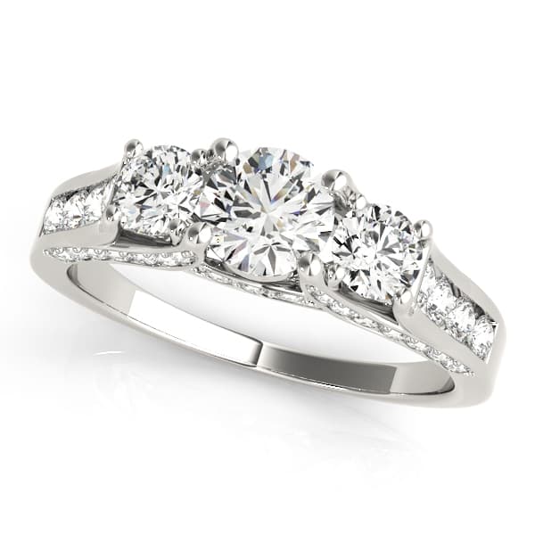 3-Stone Hidden Halo Engagement Rings — style 50470 in 10k White Gold