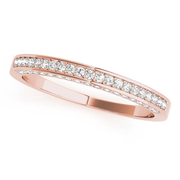Multi-Row Prong In Channel Wedding Band (0.2 ct. tw.), Front view in rose gold