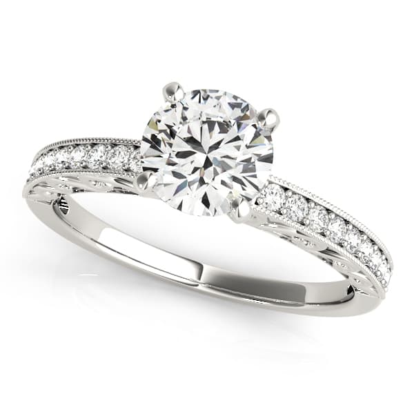 Vintage-Inspired Prong In Channel Engagement Ring — style 50471 in 10k White Gold