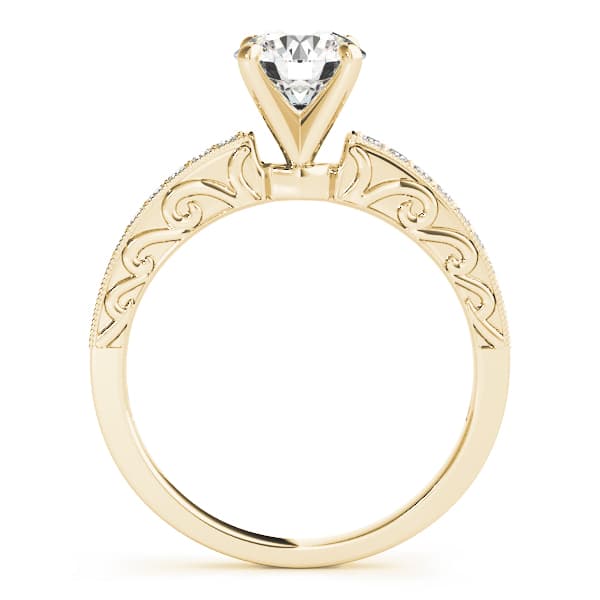 Vintage-Inspired Prong In Channel Engagement Ring, style 50471, Side view in yellow gold