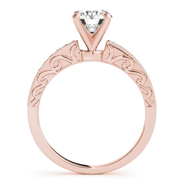Vintage-Inspired Prong In Channel Engagement Ring, style 50471, Side view in rose gold