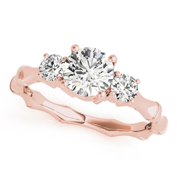 3-Stone Round Engagement Ring, style 50475, Front view in rose gold