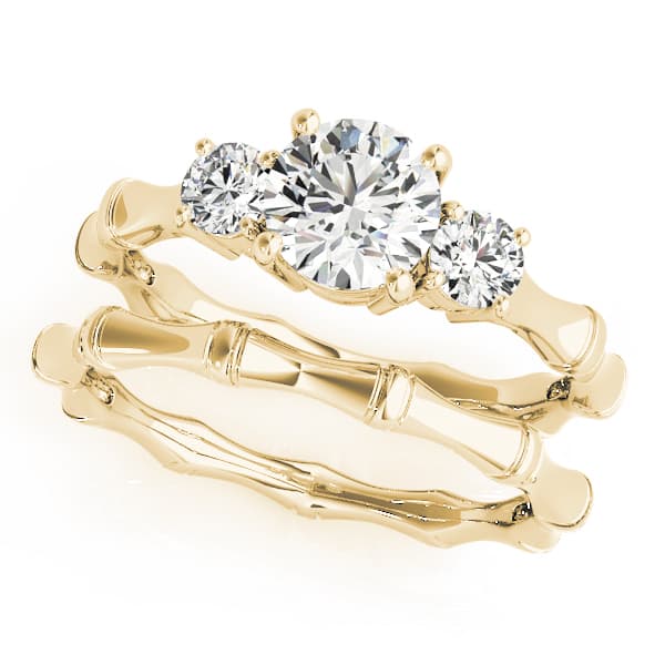 3-Stone Round Engagement Ring, style 50475, On hand view in yellow gold