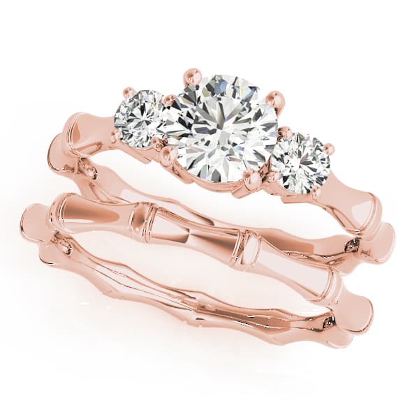 3-Stone Round Engagement Ring, style 50475, On hand view in rose gold