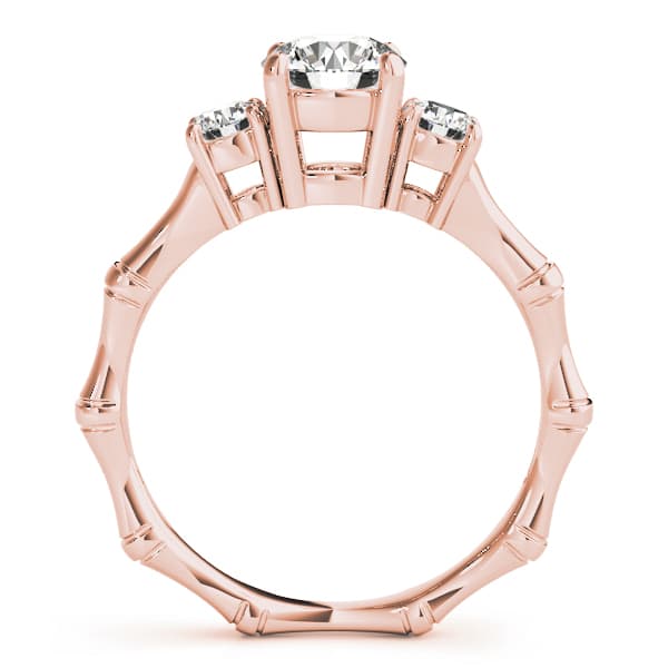 3-Stone Round Engagement Ring, style 50475, Side view in rose gold