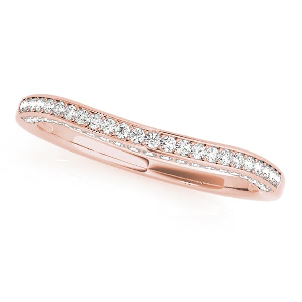 Prong In Channel Curved Wedding Bands (1/4 ct. tw.), Front view in rose gold