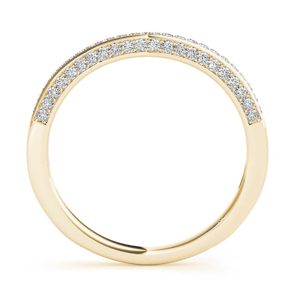 Prong In Channel Curved Wedding Bands (1/4 ct. tw.), Side view in yellow gold