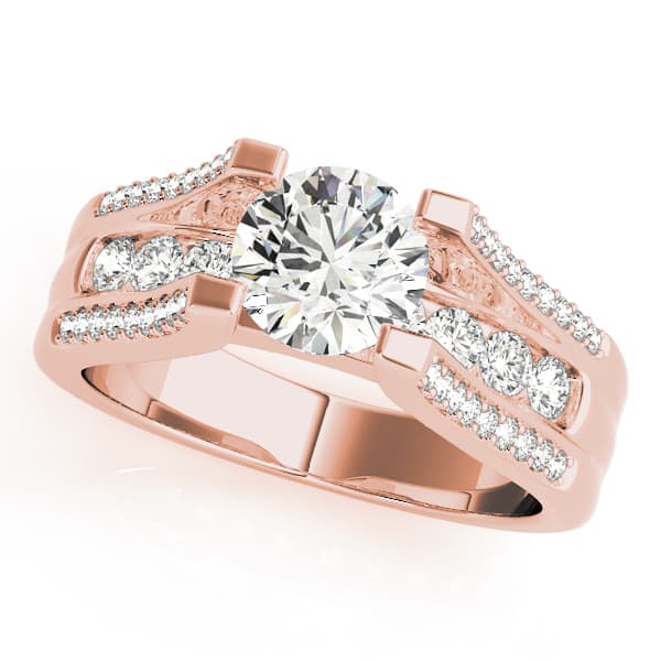 Multi-Row Cathedral Engagement Ring, style 50478, Front view in rose gold