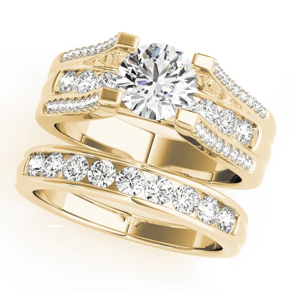 Multi-Row Cathedral Engagement Ring, style 50478, On hand view in yellow gold