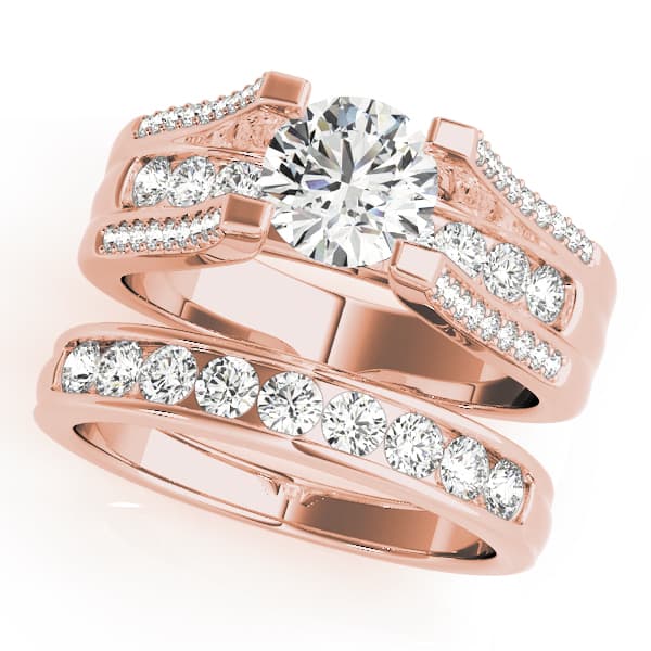 Multi-Row Cathedral Engagement Ring, style 50478, On hand view in rose gold