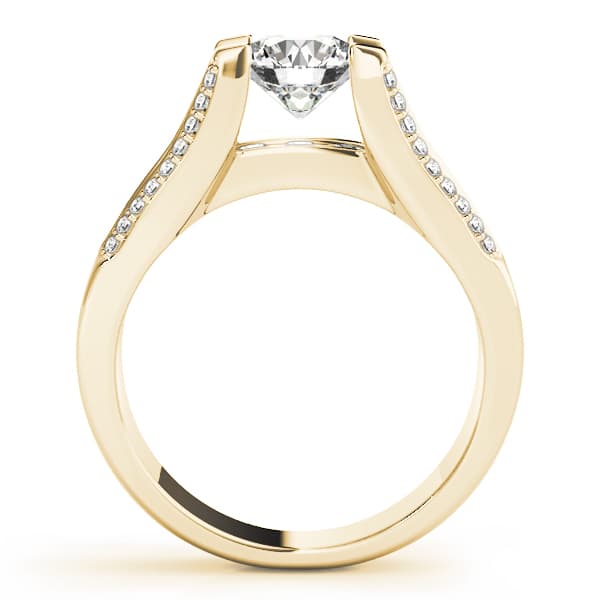 Multi-Row Cathedral Engagement Ring, style 50478, Side view in yellow gold
