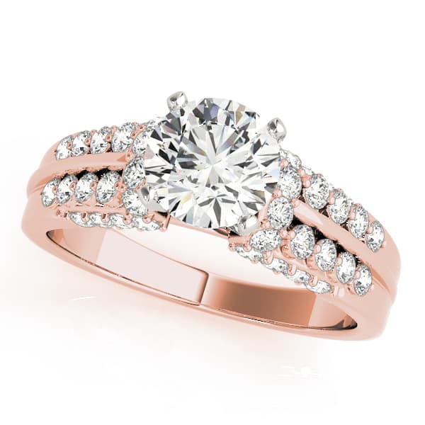 Multi-Row Pavé Engagement Ring, style 50480, Front view in rose gold