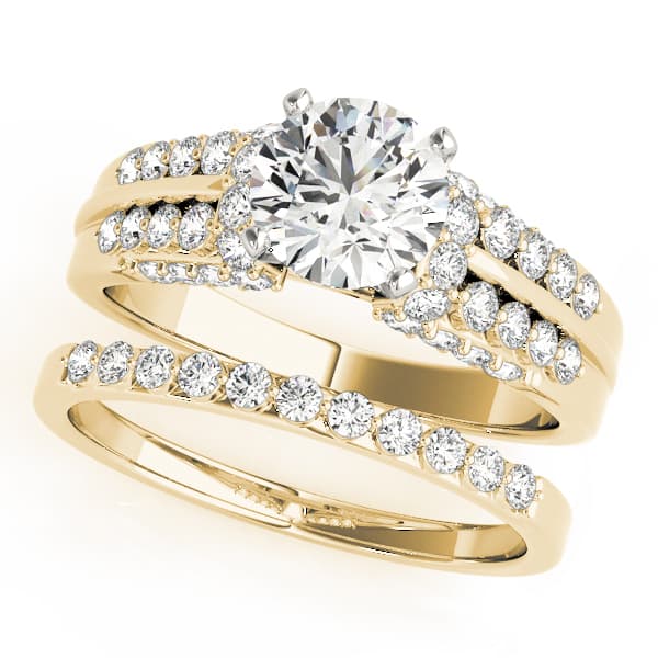 Multi-Row Pavé Engagement Ring, style 50480, On hand view in yellow gold