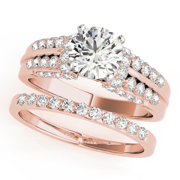 Multi-Row Pavé Engagement Ring, style 50480, On hand view in rose gold