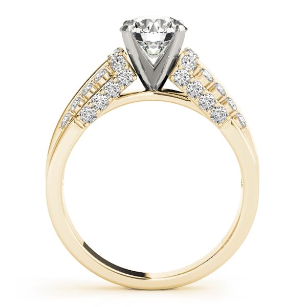 Multi-Row Pavé Engagement Ring, style 50480, Side view in yellow gold
