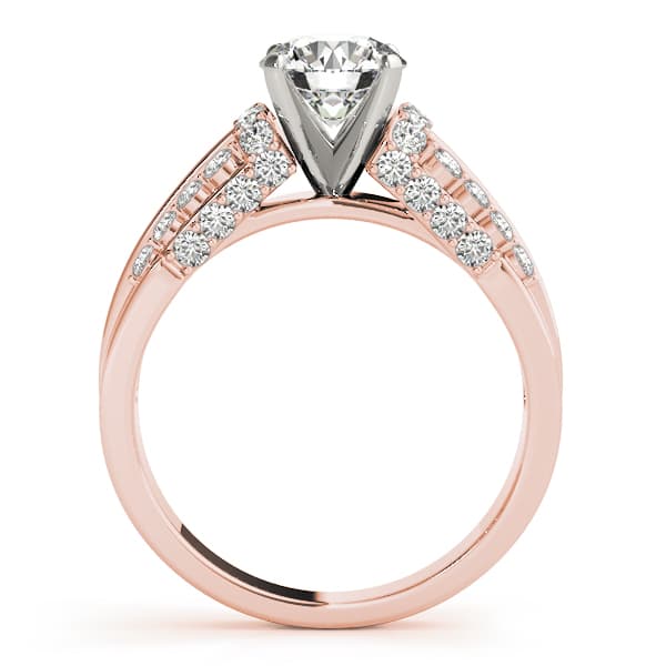 Multi-Row Pavé Engagement Ring, style 50480, Side view in rose gold