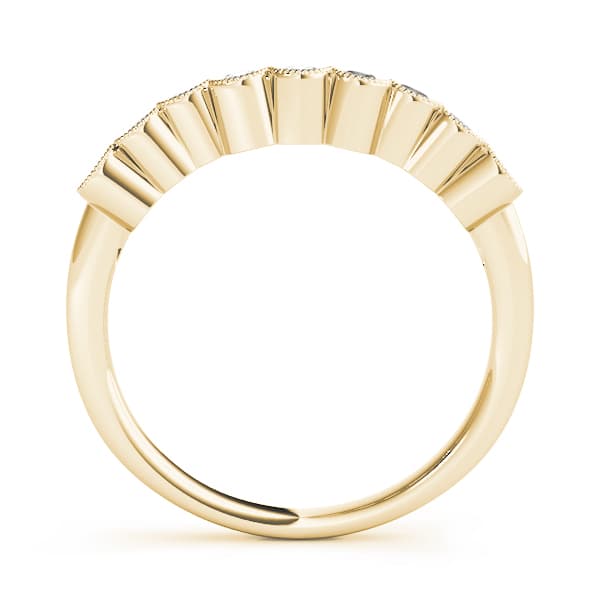 Shared Prong Milgrain Curved Wedding Bands (0.45 ct. tw.), Side view in yellow gold