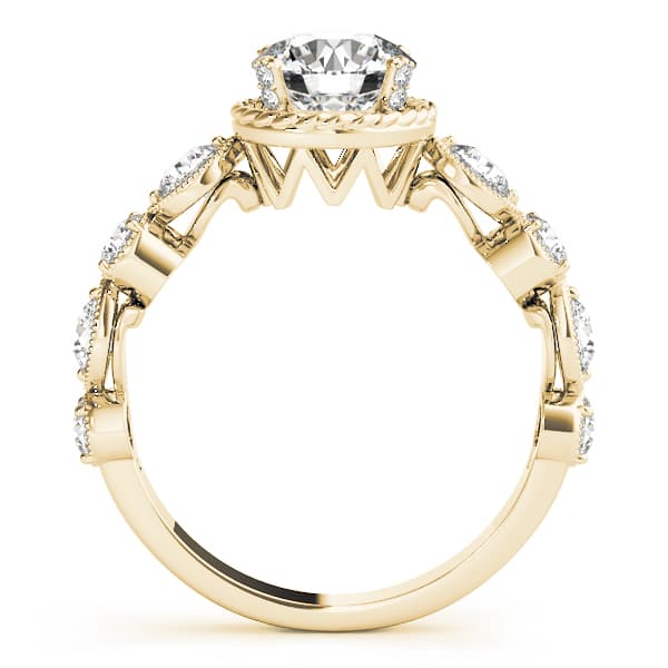 Cluster Sides Engagement Ring, style 50484, Side view in yellow gold