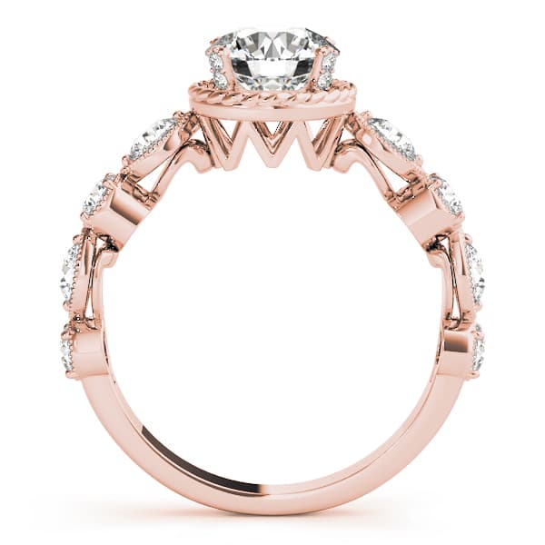 Cluster Sides Engagement Ring, style 50484, Side view in rose gold