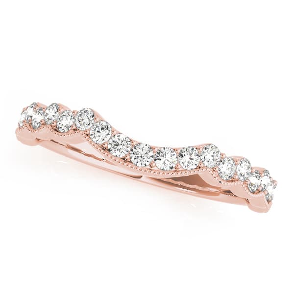 Curved Wedding Band (1/4 ct. tw.), Front view in rose gold