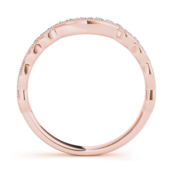 Curved Wedding Band (1/4 ct. tw.), Side view in rose gold