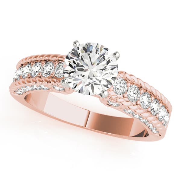 Channel Set Single Row Engagement Ring, style 50485, Front view in rose gold