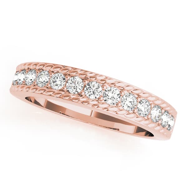 Prong Set Braided Style Wedding Bands (3/8 ct. tw.), Front view in rose gold