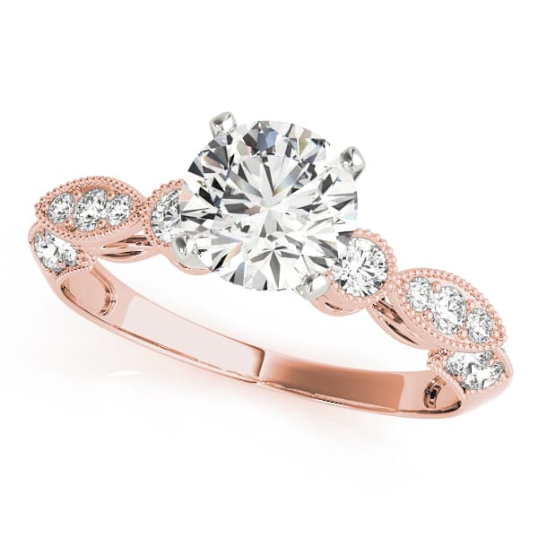Vintage Multi-Row Milgrain Engagement Ring, style 50486, Front view in rose gold