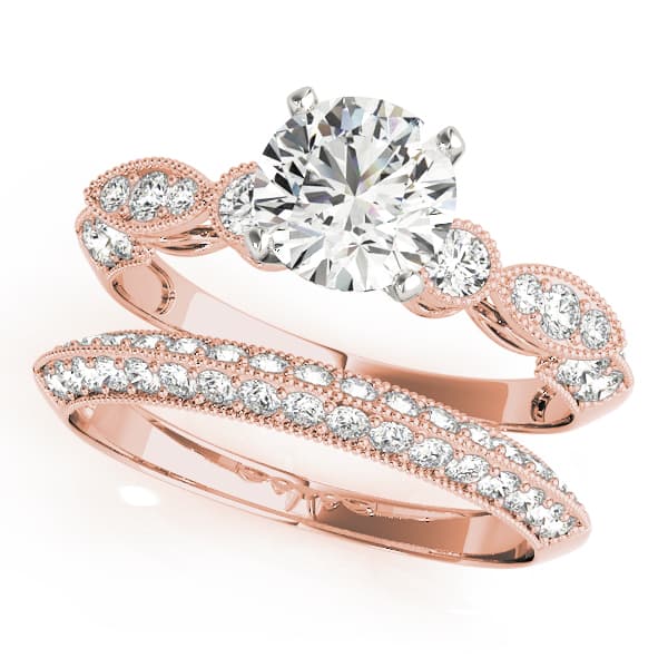 Vintage Multi-Row Milgrain Engagement Ring, style 50486, On hand view in rose gold