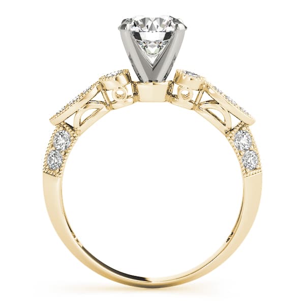 Vintage Multi-Row Milgrain Engagement Ring, style 50486, Side view in yellow gold