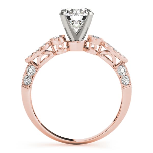 Vintage Multi-Row Milgrain Engagement Ring, style 50486, Side view in rose gold