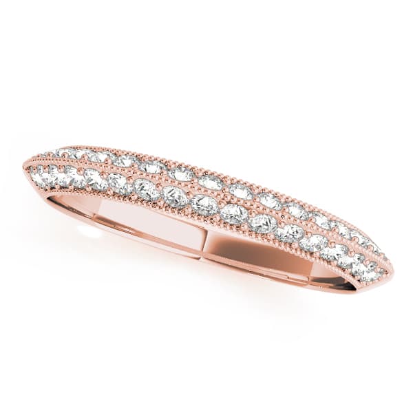 Prong Set Wedding Band (1/4 ct. tw.), Front view in rose gold