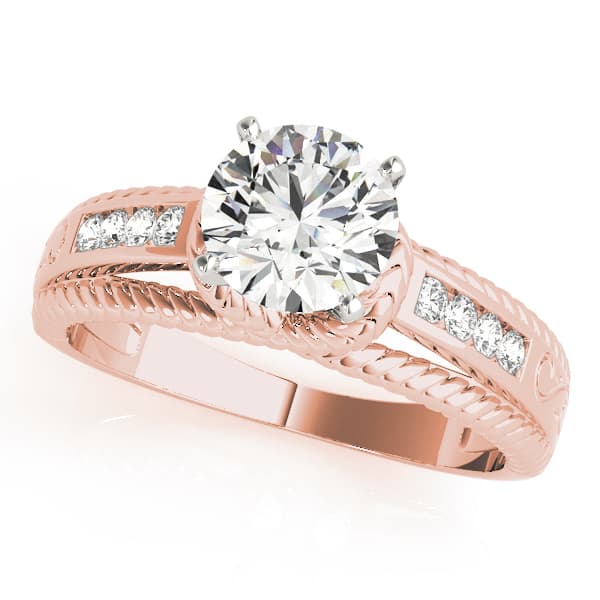 Channel Set Single Row Engagement Ring, style 50487, Front view in rose gold