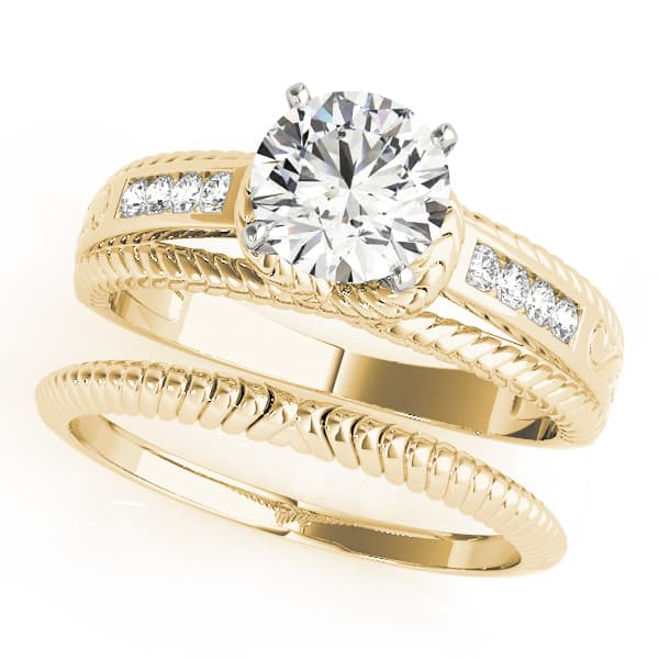 Channel Set Single Row Engagement Ring, style 50487, On hand view in yellow gold