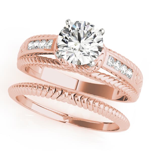 Channel Set Single Row Engagement Ring, style 50487, On hand view in rose gold
